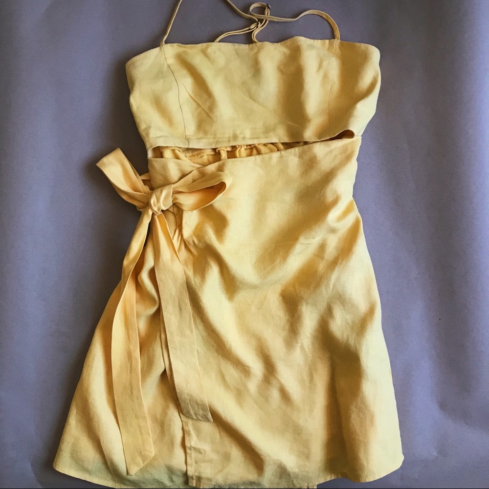 Yellow Wrap Dress with Cutout
